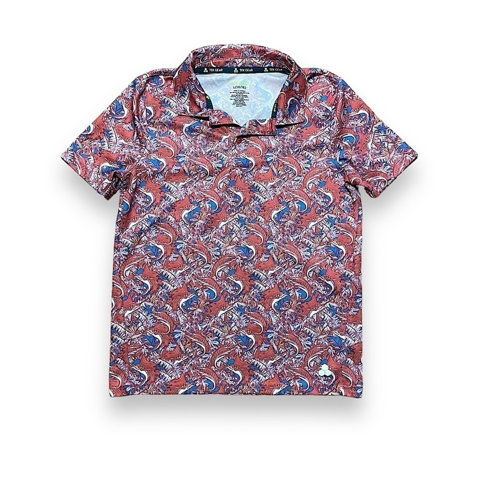 Tek Gear Boys collared fish print short sleeve shirt bright polo shirt